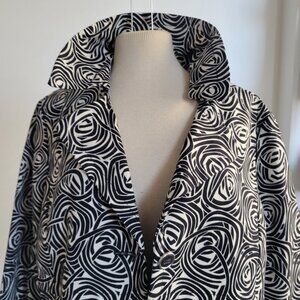 Rafaella Women's Dressy, Black/White Floral Pattern Blazer (Size: Large)